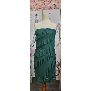 #82 MSRP $36 NWT MOKAYEE EMERALD GREEN TIERED RUFFLE MINI DRESS ♡ SIZE XL ♡
